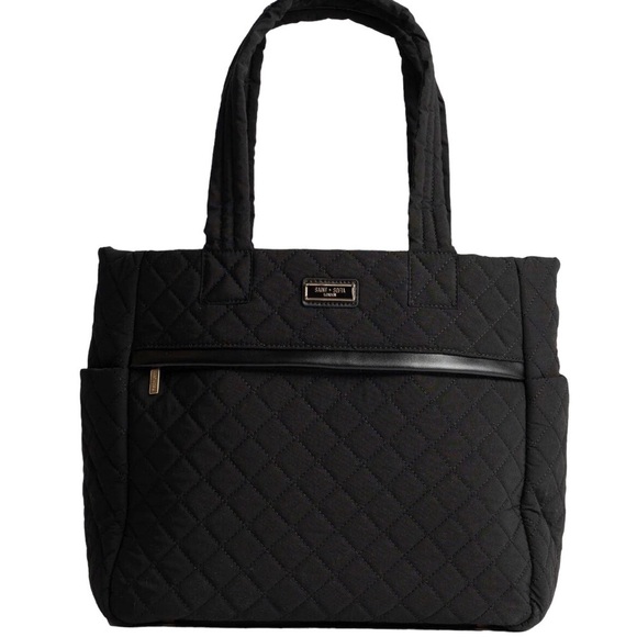 Saint + Sofia Handbags - Saint + Sofia Marina Quilted Shopper Bag Black Travel Bag Internal Bag Straps